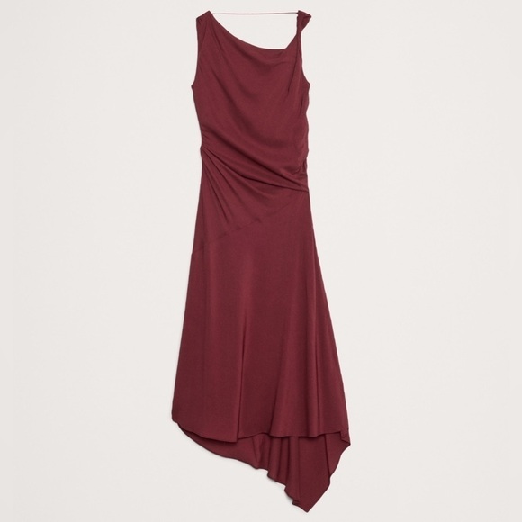 NWT! Banana Republic Red Cherry Jam Crepe Twist-Shoulder Dress 🌎 - Picture 5 of 13